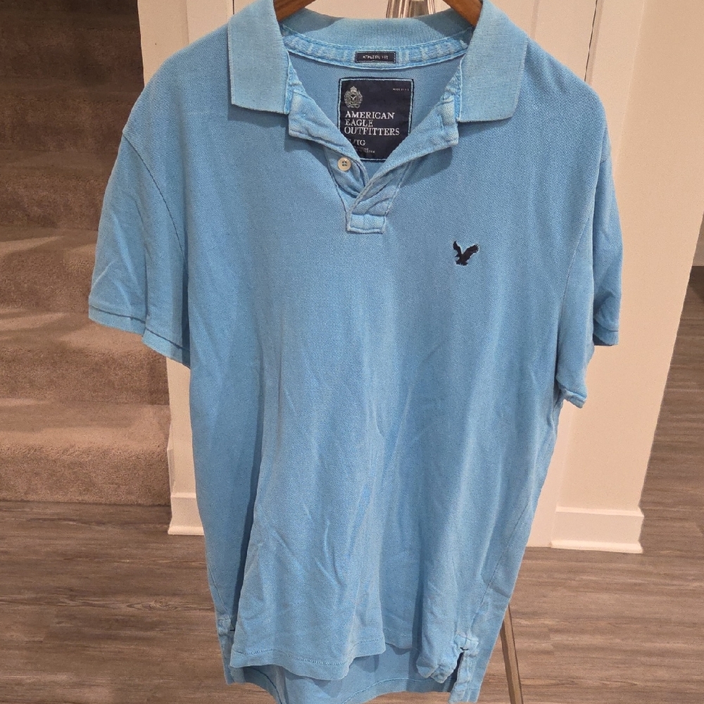American Eagle Outfitters Light Blue Polo Shirt